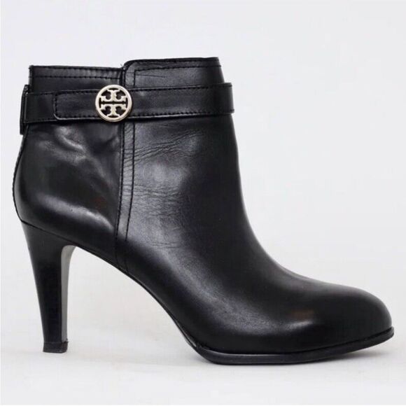 Tory Burch Shoes - Tory Burch Black Bristol Equestrian Calf Leather Ankle Zip Bootie